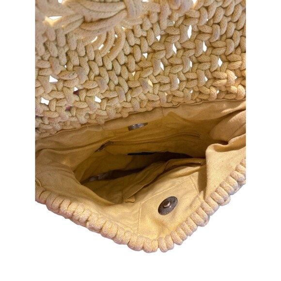 Tommy Bahama Macrame Crossbody Purse Yellow BOHO Bohemian Beach Bag Woven Purse - Picture 7 of 10